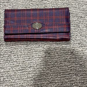 Mundi Dark Purple Wallet with Red Stitching